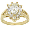 Anillo Multi Piedra 5.055.010.09 Oro Laminado, Diseño de Gota y Cluster, con Blanca Zirconia Cubica, Pulido, Tono Dorado (Size 9)