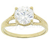 Anillo Multi Piedra 5.167.028.09 Oro Laminado, Diseño de Solitario, con Blanca Zirconia Cubica, Pulido, Tono Dorado (Size 9)