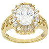 Anillo Multi Piedra 5.167.006.08 Oro Laminado, Diseño de Cluster, con Blanca Zirconia Cubica, Pulido, Tono Dorado (Size 8)