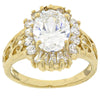 Anillo Multi Piedra 5.167.006.09 Oro Laminado, Diseño de Cluster, con Blanca Zirconia Cubica, Pulido, Tono Dorado (Size 9)