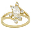 Anillo Multi Piedra 5.167.020.07 Oro Laminado, con Blanca Zirconia Cubica, Pulido, Tono Dorado (Size 7)