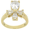 Anillo Multi Piedra 5.167.013.07 Oro Laminado, Diseño de Cruz, con Blanca Zirconia Cubica, Pulido, Tono Dorado (Size 7)