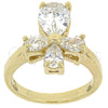 Anillo Multi Piedra 5.167.013.09 Oro Laminado, Diseño de Cruz, con Blanca Zirconia Cubica, Pulido, Tono Dorado (Size 9)