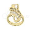 Anillo Multi Piedra 5.054.012.08 Oro Laminado, con Blanca Zirconia Cubica, Pulido, Tono Dorado (Size 8)