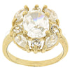 Anillo Multi Piedra 5.167.009.08 Oro Laminado, Diseño de Cluster, con Blanca Zirconia Cubica, Pulido, Tono Dorado (Size 8)