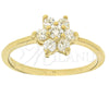 Anillo Multi Piedra 5.166.021.09 Oro Laminado, Diseño de Flor, con Blanca Zirconia Cubica, Pulido, Tono Dorado (Size 9)