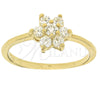 Anillo Multi Piedra 5.166.021.09 Oro Laminado, Diseño de Flor, con Blanca Zirconia Cubica, Pulido, Tono Dorado (Size 9)