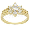 Anillo Multi Piedra 5.165.002.07 Oro Laminado, Diseño de Flor, con Blanca Zirconia Cubica, Pulido, Tono Dorado (Size 7)