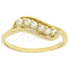 Anillo Multi Piedra 5.167.021.08 Oro Laminado, Diseño de Oja, con Blanca Zirconia Cubica, Pulido, Tono Dorado (Size 8)