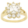 Anillo Multi Piedra 5.055.008.09 Oro Laminado, con Blanca Zirconia Cubica, Pulido, Tono Dorado (Size 9)