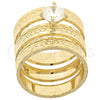 Anillo de Boda 5.164.002.07 Oro Laminado, Diseño de Triple, con Blanca Zirconia Cubica, Diamantado, Tono Dorado (Size 7)