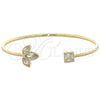 Aro Individual 07.97.0028 Oro Laminado, Diseño de Oja, con Blanca Zirconia Cubica, Pulido, Tono Dorado (04 MM Thickness, One size fits all)