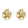 Arete Dormilona 02.63.2378 Oro Laminado, Diseño de Nudo, Diamantado, Tono Dorado