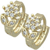 Argolla Huggie 5.130.035.2 Oro Laminado, Diseño de Flor, con Blanca Zirconia Cubica, Pulido, Tono Dorado