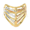 Anillo Elegante 5.173.014.08 Oro Laminado, Diamantado, Tres Tonos (Size 8)