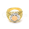 Anillo Elegante 5.173.009.09 Oro Laminado, Diseño de File, Diamantado, Tres Tonos (Size 9)