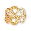 Anillo Elegante 5.175.006.07 Oro Laminado, Diseño de Infinito, Diamantado, Tres Tonos (Size 7)