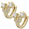 Argolla Huggie 02.155.0032 Oro Laminado, con Blanca Zirconia Cubica, Pulido, Tono Dorado