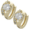Argolla Huggie 02.155.0030 Oro Laminado, con Blanca Zirconia Cubica, Pulido, Tono Dorado
