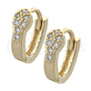 Argolla Huggie 02.155.0043 Oro Laminado, con Blanca Micro Pave, Pulido, Tono Dorado