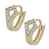 Argolla Huggie 02.155.0041 Oro Laminado, con Blanca Zirconia Cubica, Pulido, Tono Dorado