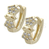 Argolla Huggie 02.155.0027 Oro Laminado, con Blanca Zirconia Cubica, Pulido, Tono Dorado