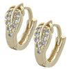 Argolla Huggie 02.155.0050 Oro Laminado, Diseño de Oja, con Blanca Zirconia Cubica, Pulido, Tono Dorado