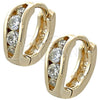 Argolla Huggie 02.97.0104 Oro Laminado, Diseño de File, con Blanca Zirconia Cubica, Pulido, Tono Dorado