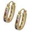Argolla Pequeña 02.97.0102.1 Oro Laminado, con Multicolor Zirconia Cubica, Pulido, Tono Dorado