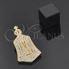 Dije Religioso 05.156.0026 Oro Laminado, Diseño de Mano de Dios, con Blanca Micro Pave, Pulido, Tono Dorado