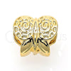 Dije Love Link 05.179.0003 Oro Laminado, con Blanca Cristal, Pulido, Tono Dorado