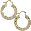 Argolla Pequeña 02.163.0007 Oro Laminado, Diseño de Llave Griega, Diamantado, Tono Dorado