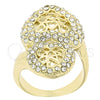 Anillo Multi Piedra 5.060.018.10 Oro Laminado, Diseño de Corazón, con Blanca Cristal, Pulido, Tono Dorado (Size 10)