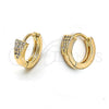 Argolla Huggie 02.122.0035 Oro Laminado, con Blanca Micro Pave, Pulido, Tono Dorado