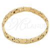 Pulsera Solida 03.102.0020 Oro Laminado, Diseño de Besos y Abrazos, Diamantado, Tono Dorado (06 MM Thickness, 8 Inches Length)