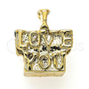 Dije Love Link 05.179.0046 Oro Laminado, Diseño de Amor, Pulido, Tono Dorado