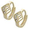Argolla Huggie 02.165.0145 Oro Laminado, Diseño de Oja, con Blanca Cristal, Pulido, Tono Dorado