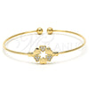 Aro Individual 07.63.0174 Oro Laminado, Diseño de Corazón y Flor, con Blanca Zirconia Cubica, Pulido, Tono Dorado (05 MM Thickness, One size fits all)