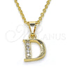 Dije Elegante 05.26.0015 Oro Laminado, Diseño de Iniciales, con Blanca Zirconia Cubica, Pulido, Tono Dorado