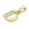 Dije Elegante 05.26.0015 Oro Laminado, Diseño de Iniciales, con Blanca Zirconia Cubica, Pulido, Tono Dorado