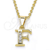 Dije Elegante 05.26.0018 Oro Laminado, Diseño de Iniciales, con Blanca Zirconia Cubica, Pulido, Tono Dorado