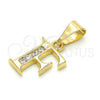 Dije Elegante 05.26.0018 Oro Laminado, Diseño de Iniciales, con Blanca Zirconia Cubica, Pulido, Tono Dorado