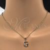 Dije Elegante 05.26.0019 Oro Laminado, Diseño de Iniciales, con Blanca Zirconia Cubica, Pulido, Tono Dorado