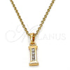 Dije Elegante 05.26.0021 Oro Laminado, Diseño de Iniciales, con Blanca Zirconia Cubica, Pulido, Tono Dorado