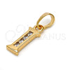 Dije Elegante 05.26.0021 Oro Laminado, Diseño de Iniciales, con Blanca Zirconia Cubica, Pulido, Tono Dorado