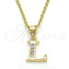 Dije Elegante 05.26.0024 Oro Laminado, Diseño de Iniciales, con Blanca Zirconia Cubica, Pulido, Tono Dorado