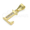 Dije Elegante 05.26.0024 Oro Laminado, Diseño de Iniciales, con Blanca Zirconia Cubica, Pulido, Tono Dorado