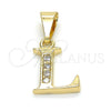 Dije Elegante 05.26.0024 Oro Laminado, Diseño de Iniciales, con Blanca Zirconia Cubica, Pulido, Tono Dorado