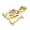Dije Elegante 05.26.0025 Oro Laminado, Diseño de Iniciales, con Blanca Zirconia Cubica, Pulido, Tono Dorado