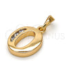 Dije Elegante 05.26.0027 Oro Laminado, Diseño de Iniciales, con Blanca Zirconia Cubica, Pulido, Tono Dorado